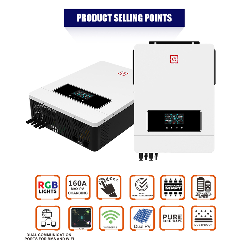 Entrada dupla fotovoltaica de alta qualidade RS485/232 com controlador MPPT 160A liga/desliga rede 10,2KW casa usando inversor solar