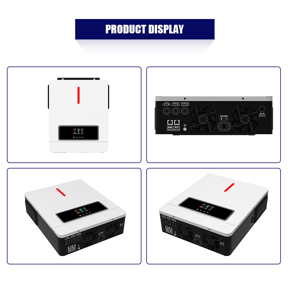  ECO 6.2KW On/off Grid Inversor Solar 60 ~ 500VDC 120A Controlador de carregador MPPT Portas de comunicação duplas para comunicação de bateria e comunicação Wi-Fi